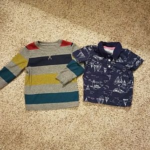 18 mo Carters navy boat polo and long sleeve shirt